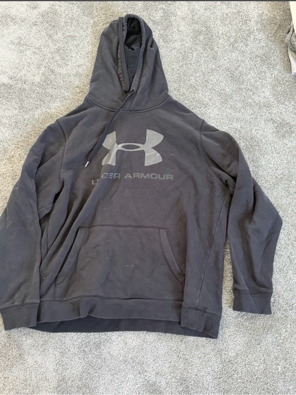 Under Armor Men’s Classic Big Logo Hoodie Sweatshirt Black Size XL EUC